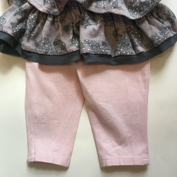 Baby V Skirt Sz 3 Months Pink Gray Lace Tights Jersey Knit - Picture 10 of 11
